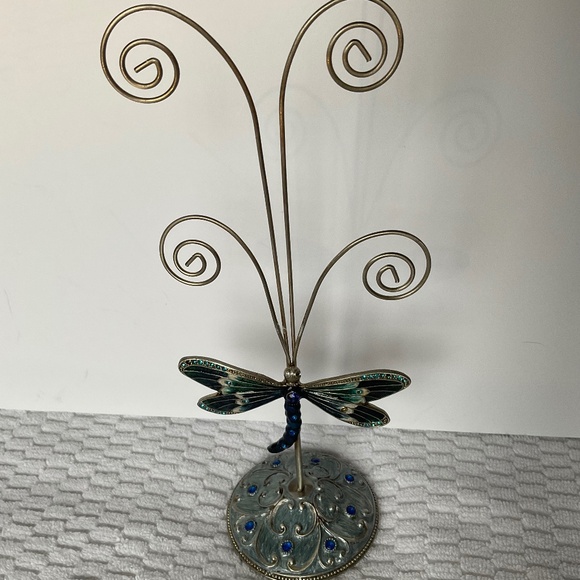 Metal and Enamel Dragonfly Display Stand - Photo or Jewellery Holder - Picture 12 of 16